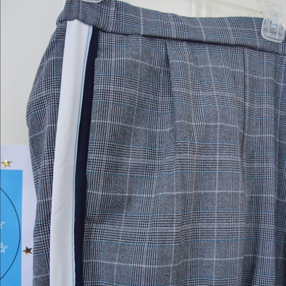 ZARA Plaid pants with striped side detail
